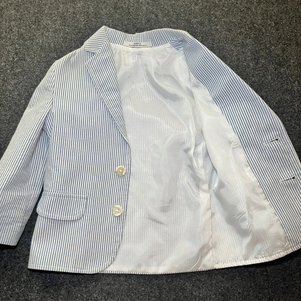 Seersucker Blazer Kids Size 3T Blue‎ White Striped Good Formal Jacket